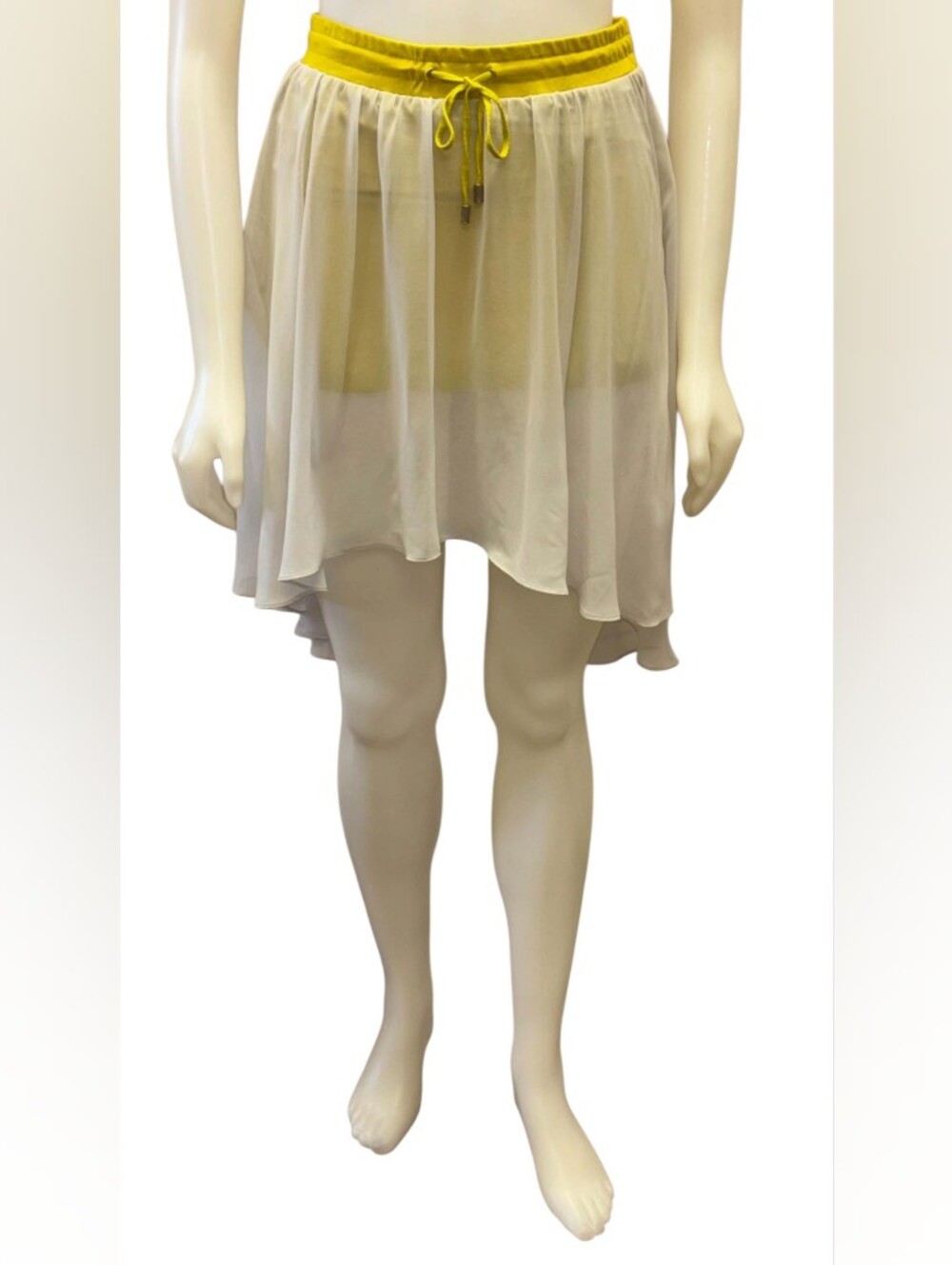 Armani Exchange NWT HiLo Mini  Skirt Neon Yellow Sheer Size 2
